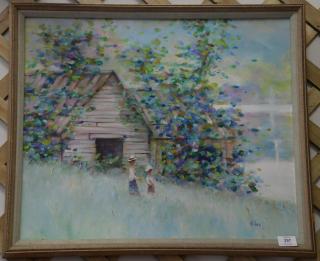 Appraisal: Matthew Miles oil on canvas Spring Barn signed lower right