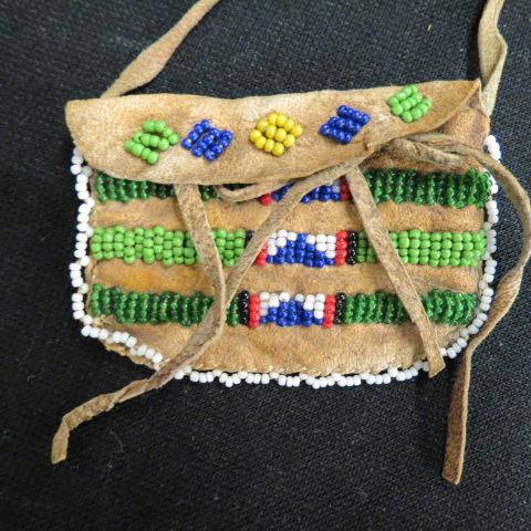 Appraisal: Indian Beaded Miniature Purse leather