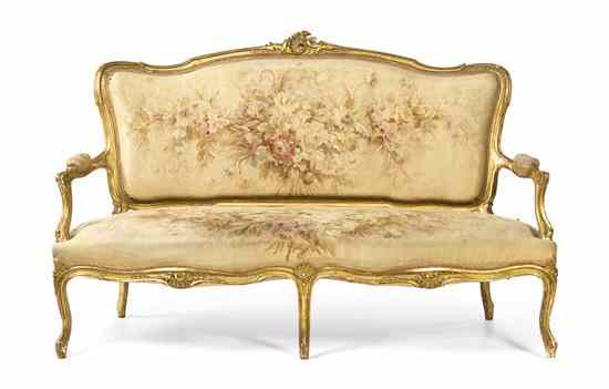 Appraisal: A Louis XV Giltwood Canape having a Rococo carved crest