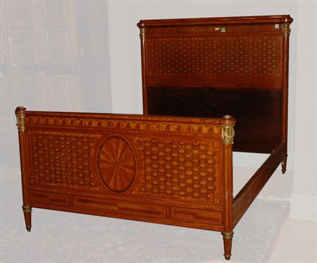 Appraisal: Napoleon III Gilt-Bronze Mounted Parquetry Inlaid Mahogany and Walnut Bedstead