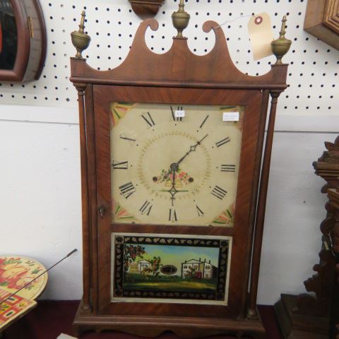 Appraisal: Seth Thomas Early Weight Driven Clock reverse painted glass wooden