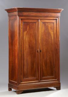 Appraisal: Louis Philippe Carved Cherry Armoire c the stepped ogee crown