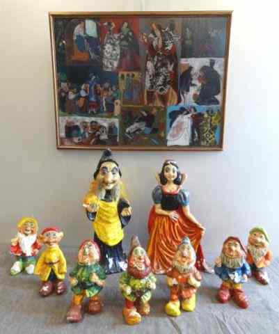 Appraisal: Snow White Lot Gouache Papier Mache Figures Ezlote gouache -