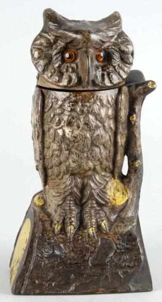 Appraisal: Cast Iron Owl Turns Head Mechanical Bank Description Working Manufactured