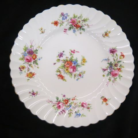 Appraisal: Minton Porcelain Plates floral sprays gadroon border gold rim excellent