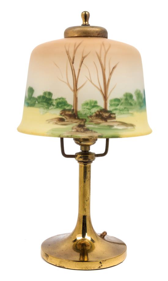 Appraisal: Sale Lot An American Reverse Painted Boudoir Lamp the bell