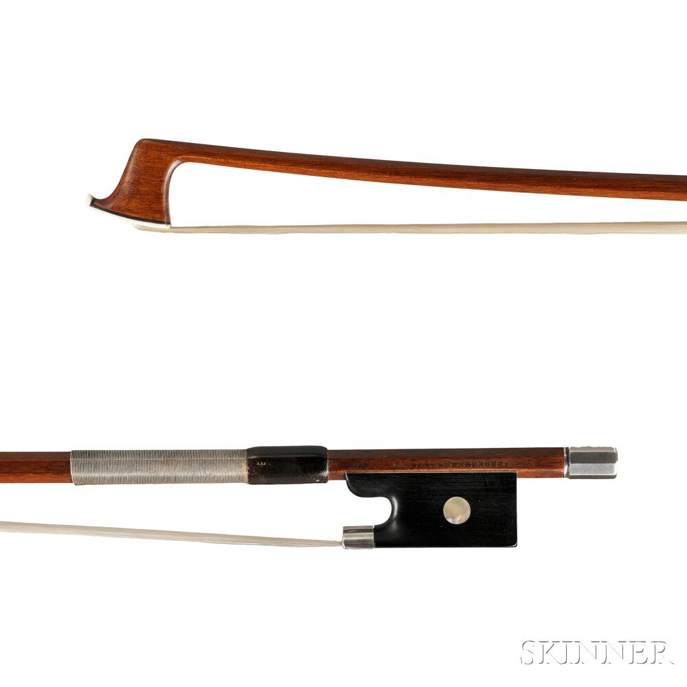 Appraisal: German Silver-mounted Violin Bow the octagonal stick stamped ALBERT NURNBERGER