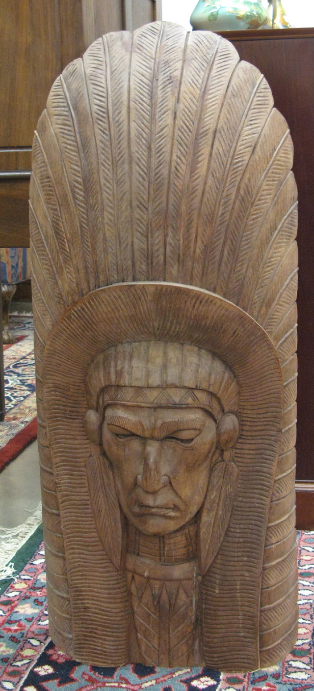 Appraisal: CARVED WOOD SCULPTURE bust of an American Indian chief with