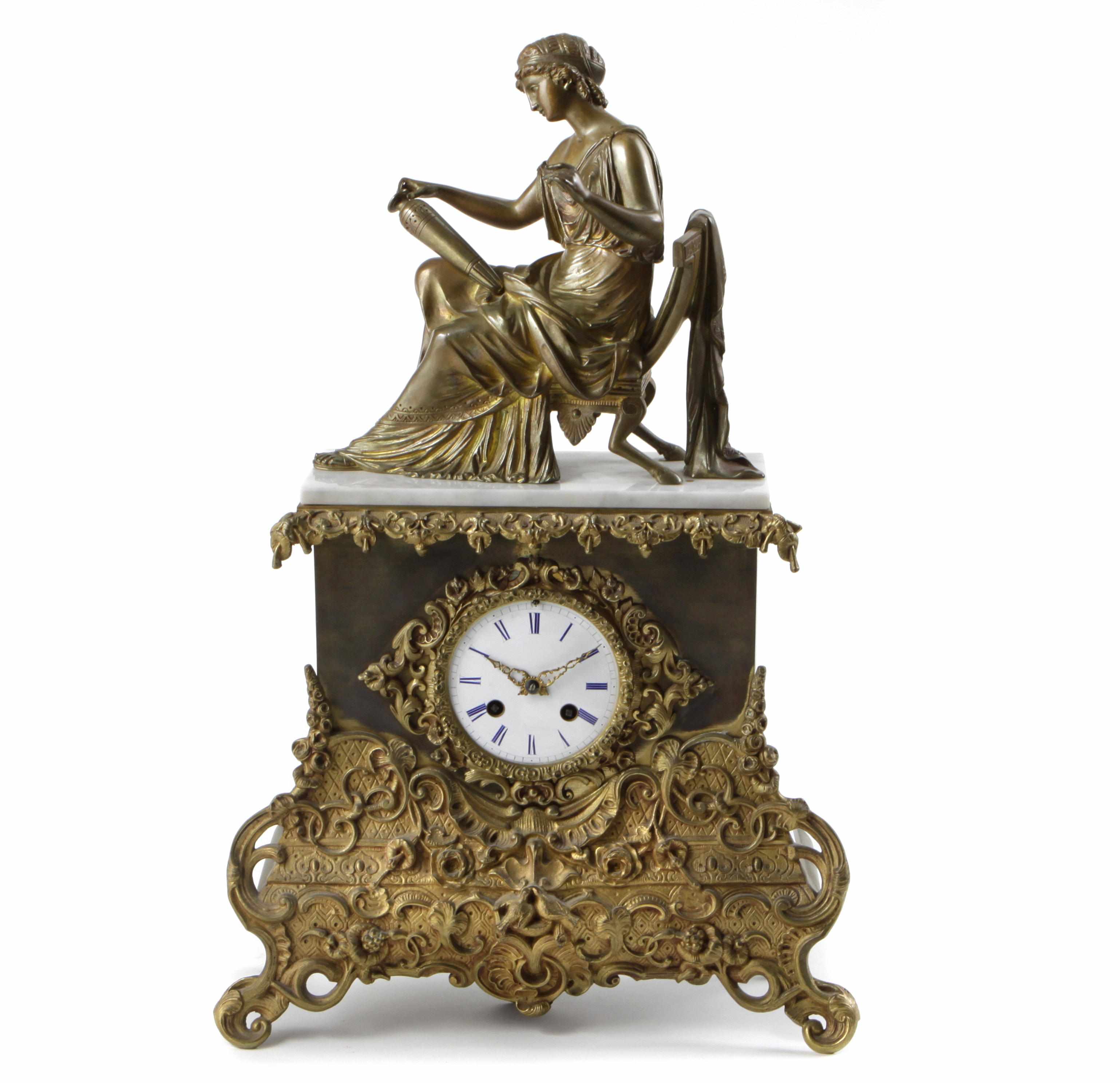 Appraisal: A Louis Philippe gilt and patinated bronze figural mantel clock