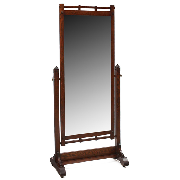 Appraisal: Rare McHugh Cheval mirror rectangular mirror with geometric details supported