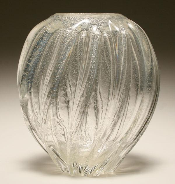 Appraisal: Murano clear art glass vase of heavy form internally decorated