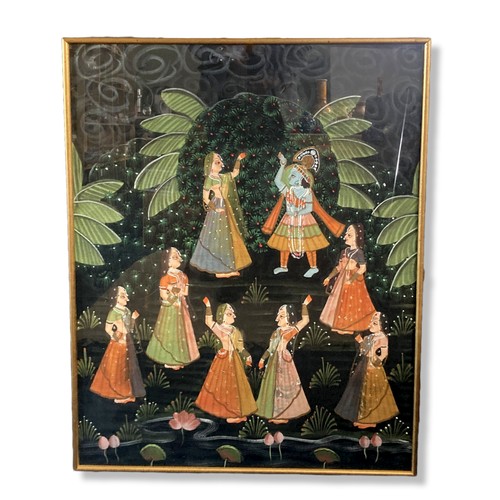 Appraisal: A very large hand painted Indian Silk Pichwai painting In