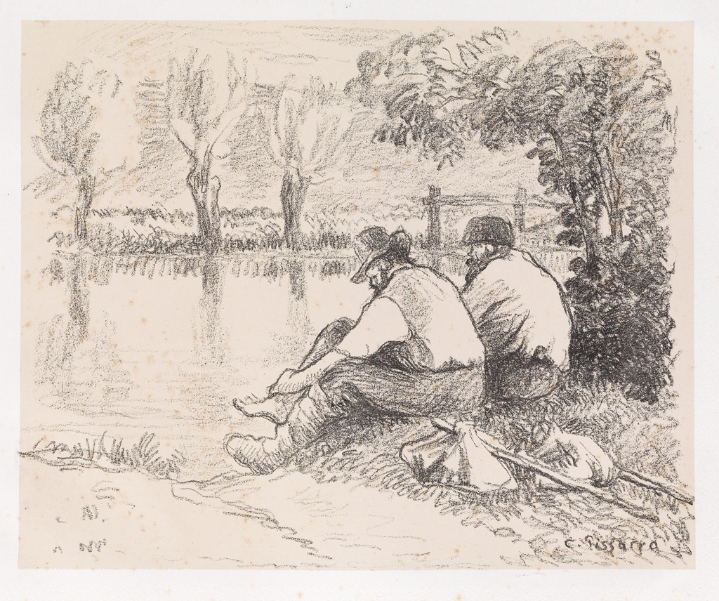 Appraisal: CAMILLE PISSARRO Les Chemineaux Lithograph on Chine appliqu circa x