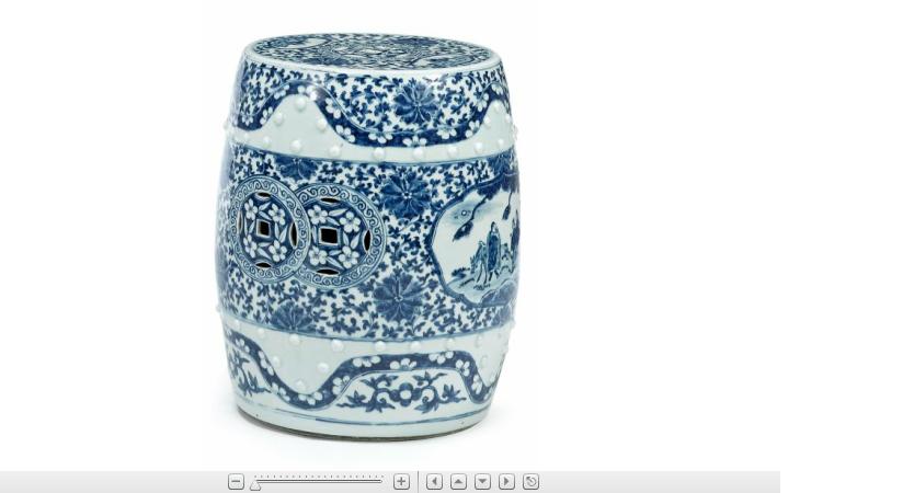 Appraisal: Chinese blue and white porcelain garden seatDrum form with Indian