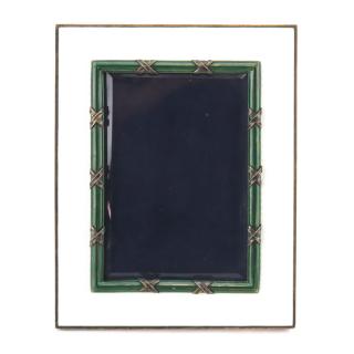 Appraisal: Vintage Italian Guilloche Enamel and Silver Frame Vintage Italian Guilloche