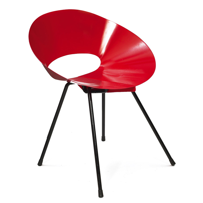 Appraisal: Donald Knorr chair by Knoll c red enameled sheet steel