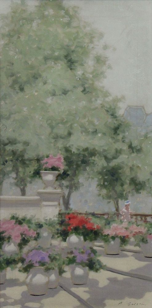 Appraisal: ANDRE GISSON AMERICAN - Oil on Canvas Garden Scene Signed