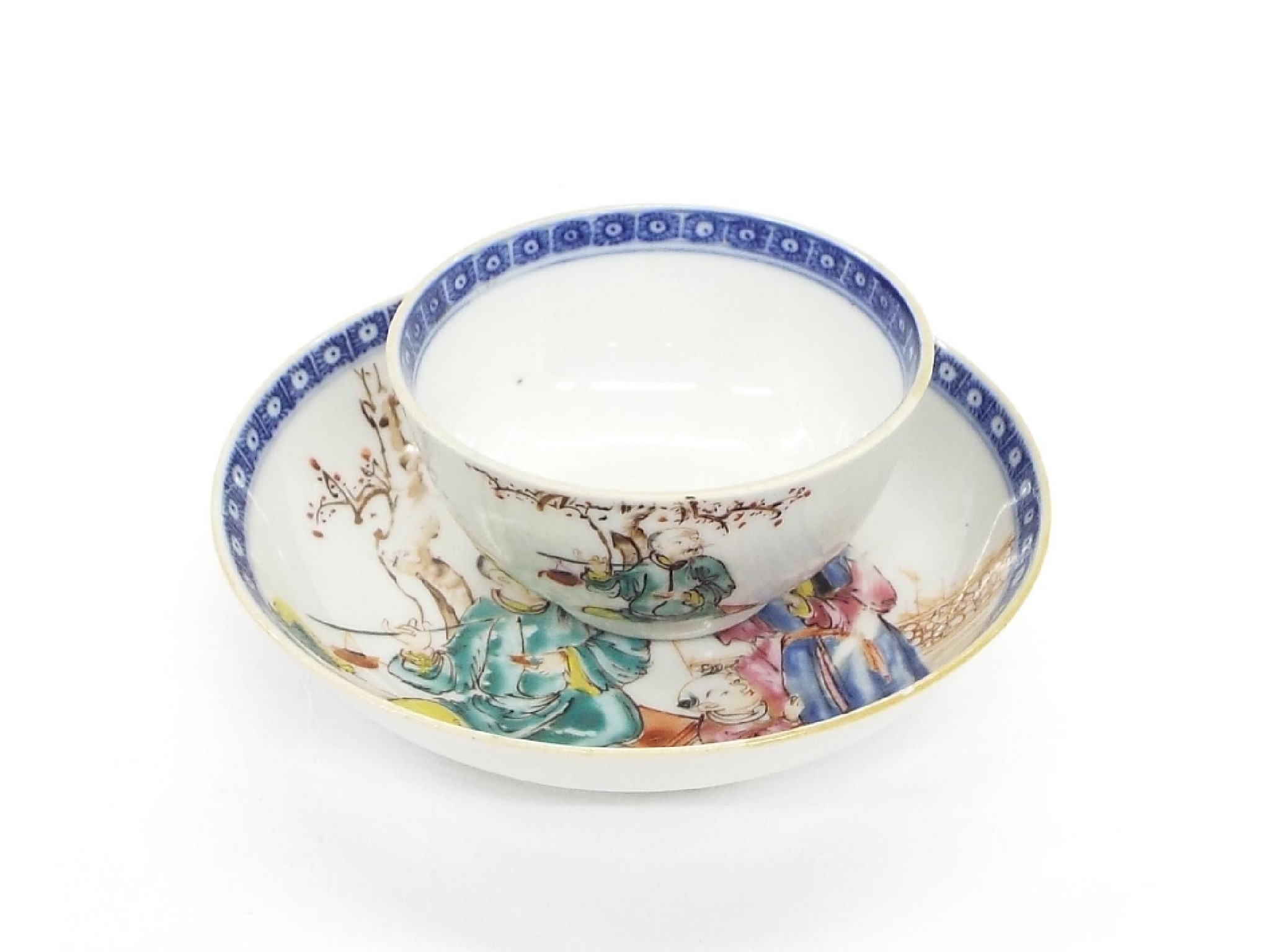 Appraisal: Chinese famille rose porcelain tea cup and saucer hand painted