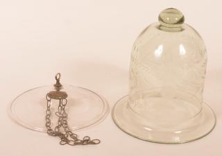 Appraisal: Antique Engraved Glass Hanging Light - h