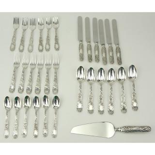 Appraisal: Tiffany Co Service for Six Chrysanthemum Sterling Silver Flatware Includes