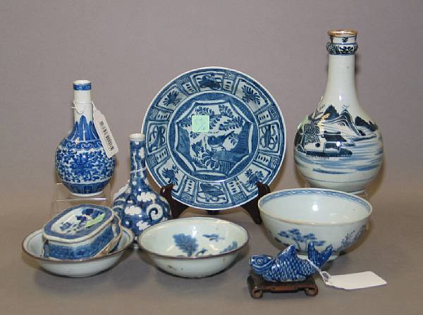 Appraisal: A group of ten blue and white porcelain decorations Including