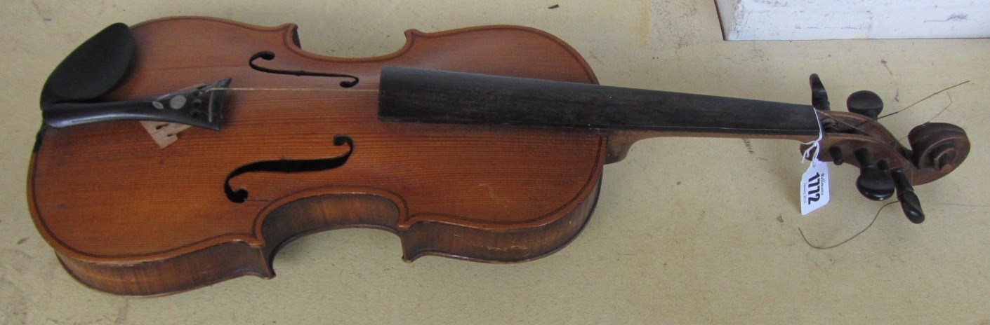 Appraisal: A violin early th century with two piece back cm