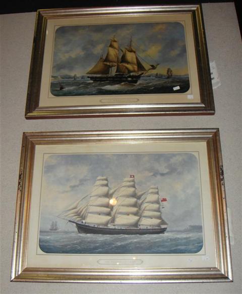 Appraisal: TWO PRINTS OF SAIL BOATS Print each x in Framed