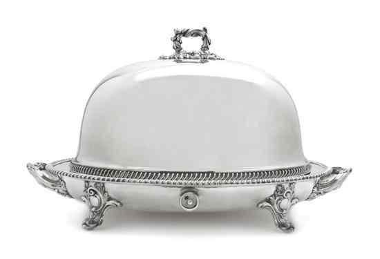 Appraisal: An English Silverplate Cloche and Well and Tree Platter Martin