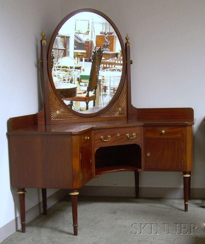 Appraisal: A H Davenport Carved Mahogany Mirrored Dressing Table late th