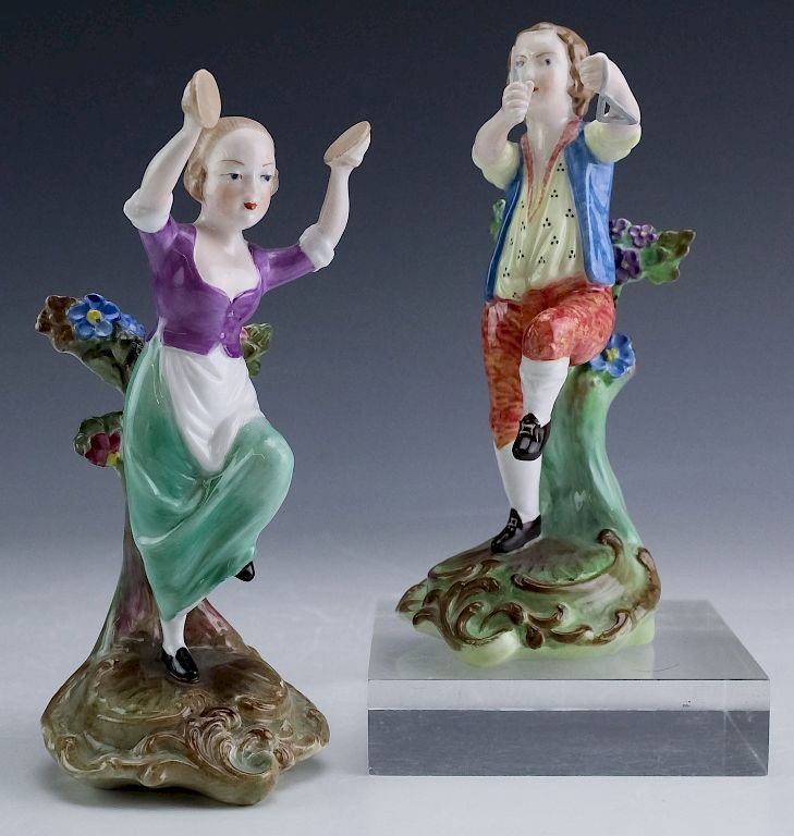 Appraisal: PAIR of Spode Derby Chelsea Porcelain Figurines Pair of Spode