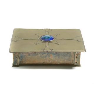 Appraisal: Wyburd Studio For Liberty Enameled Medallion Applied Rivet Design Box