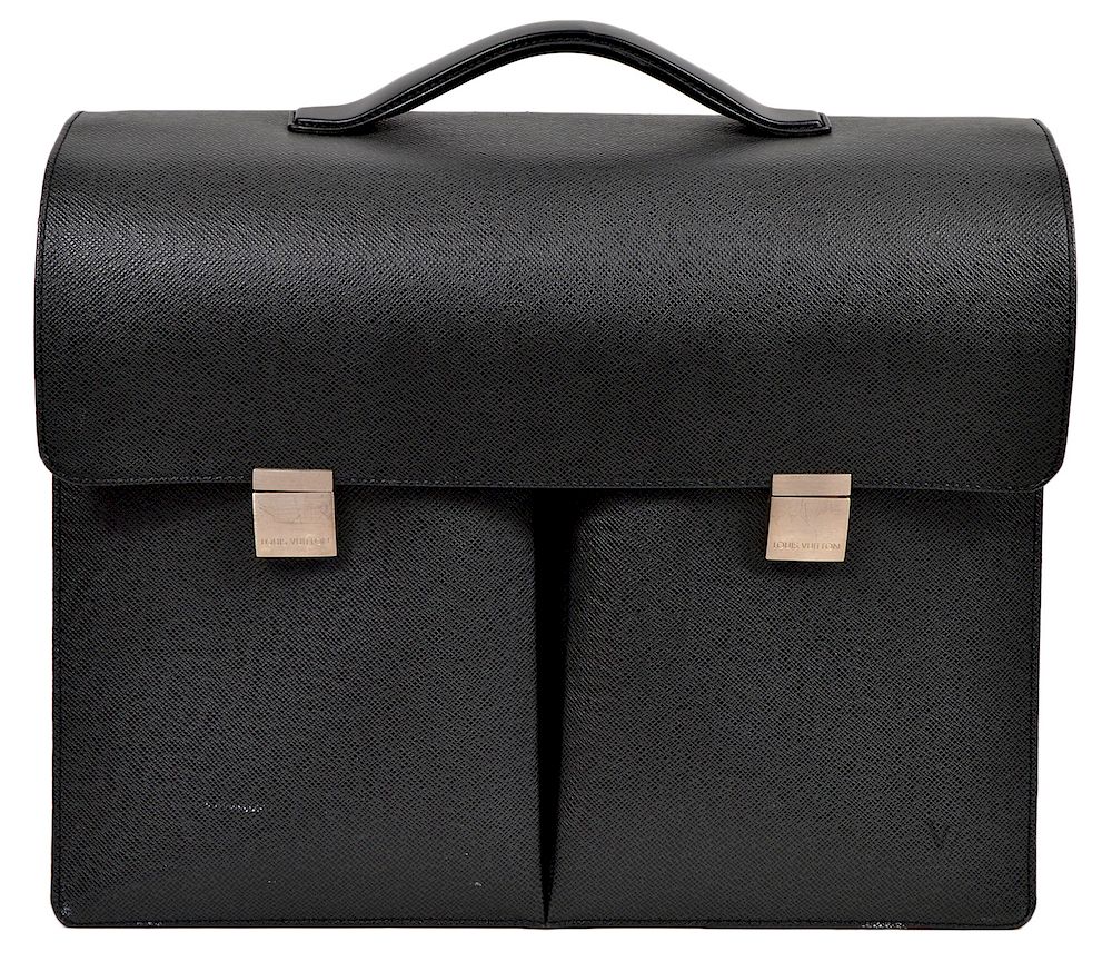 Appraisal: Louis Vuitton Black Epi Leather Briefcase Louis Vuitton Black Epi