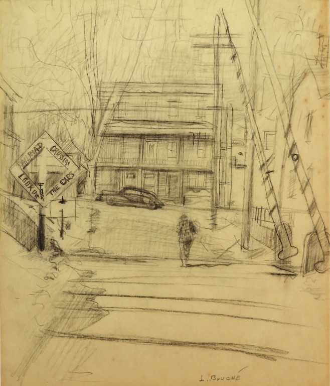 Appraisal: LOUIS GEORGE BOUCHE REGIONALIST PENCIL DRAWING New York Massachusetts -