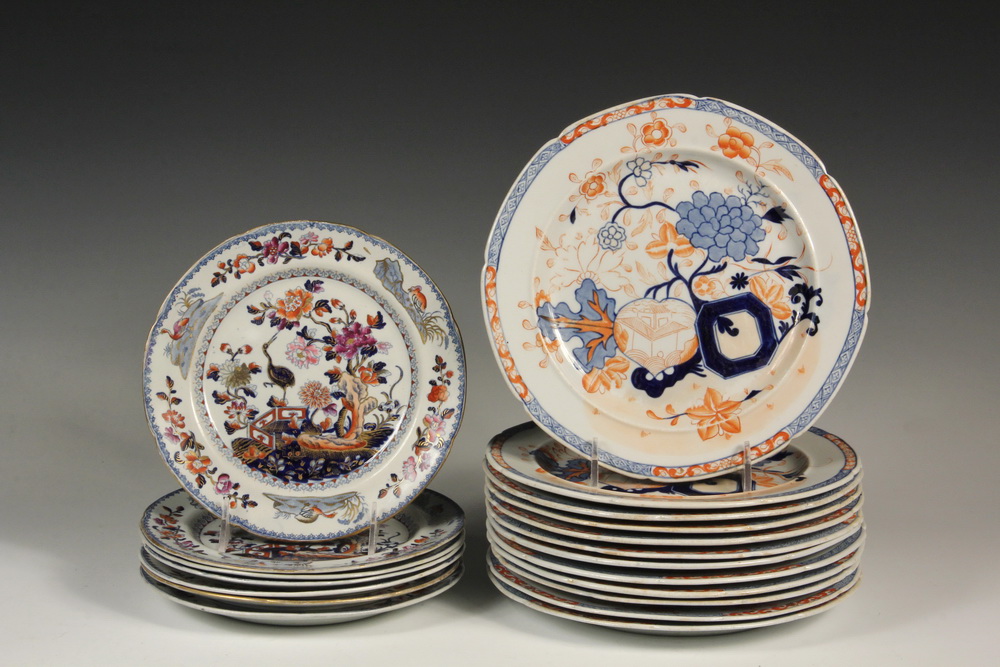 Appraisal: SETS OF ENGLISH CHINA PLATES - th c Chinoiserie Ironstone