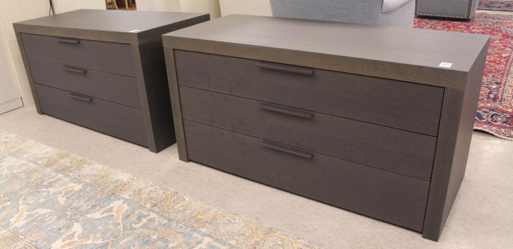 Appraisal: A PAIR OF CONTEMPORARY THREE-DRAWER DRESSER unknown maker no labels