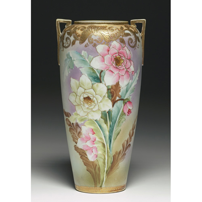 Appraisal: Nippon vase double handled shape with a nicely painted floral