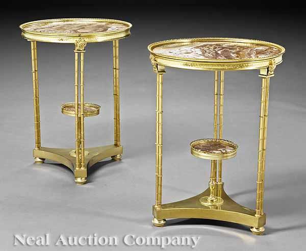 Appraisal: A Pair of Louis XVI-Style Gilt Bronze Gu ridons the