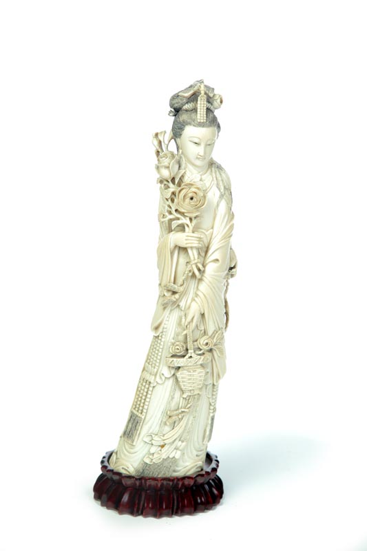 Appraisal: IVORY CARVING China early th century Large figure of a