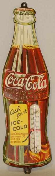 Appraisal: s Tin Die Cut Embossed Coca-Cola Thermometer Tremendous detail and