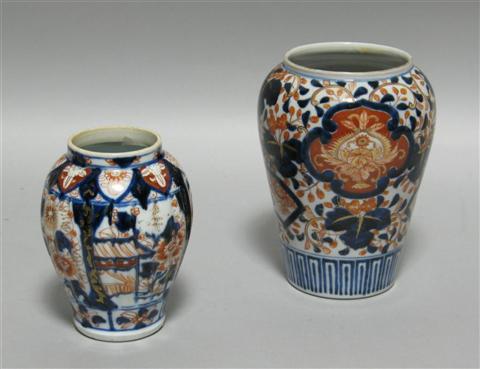 Appraisal: TWO JAPANESE IMARI JARLETS th th century the first of