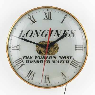 Appraisal: Longines Jewelers Clock Reverese painted jewelers clock Longines The World's