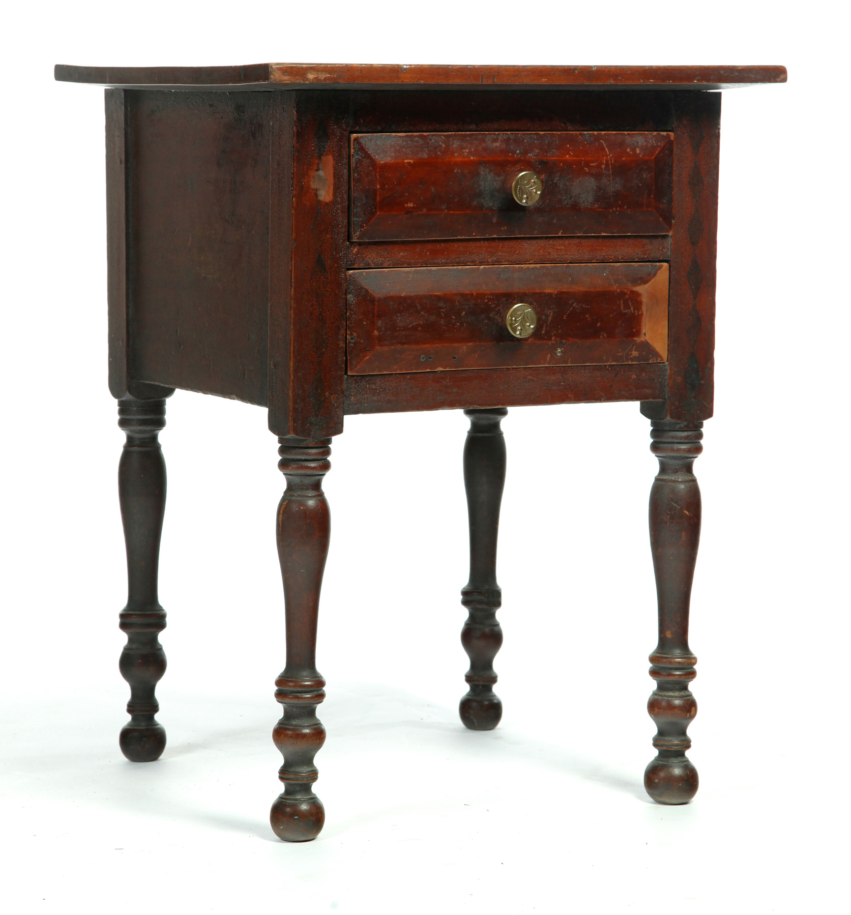 Appraisal: LATE SHERATON TWO-DRAWER WORK TABLE American nd quarter- th century