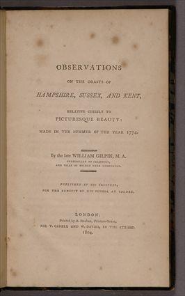 Appraisal: GILPIN WILLIAM OBSERVATIONS ON THE COAST OF HAMPSHIRE SUSSEX AND