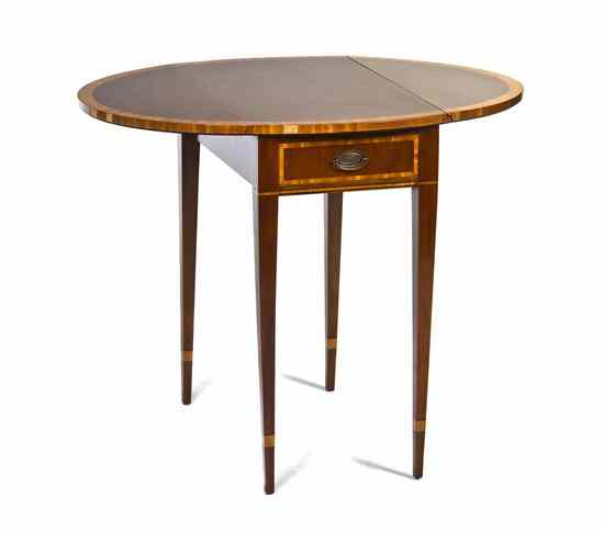 Appraisal: A Sheraton Style Mahogany and Satinwood Pembroke Table having a