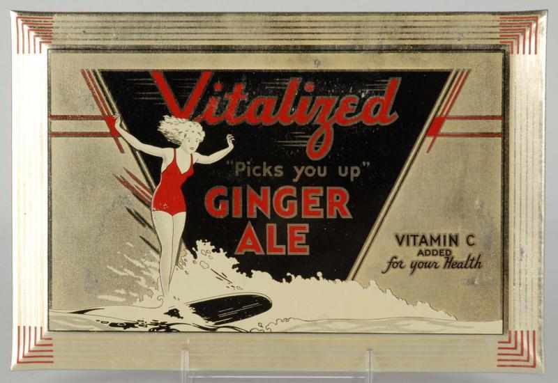 Appraisal: Tin Over Cardboard Vitalized Ginger Ale Sign Description Circa s