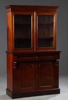 Appraisal: English William IV Style Carved Mahogany Bookcase Cabinet th c