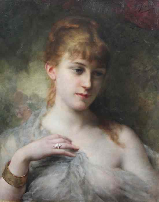 Appraisal: Adolphe Jourdan - oil on canvas 'La Reverie' signed x