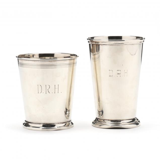 Appraisal: Two Sterling Silver Tumblers The first with mark of Preisner