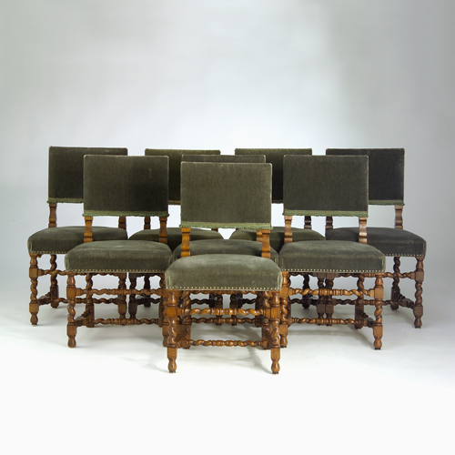 Appraisal: English oak chairs set of eight with barley twist legs