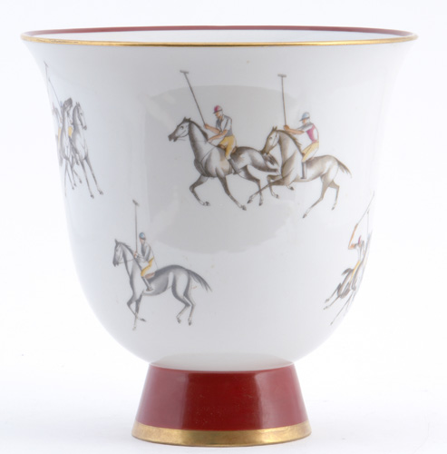 Appraisal: GIO PONTI RICHARD GINORI Footed vase decorated with polo players